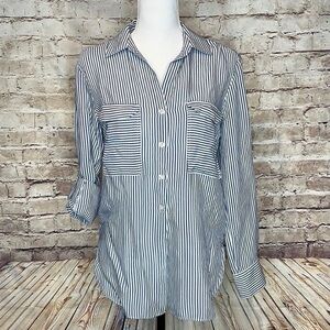 Maeve by Anthropologie Button Front Striped Shirt